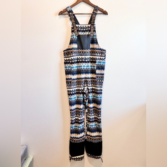 KAVU Pocatello Fleece Bib Overalls S Heritage Winds Fair Isle Nordic Snow Ski - Picture 4 of 15